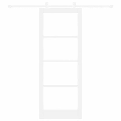 Sliding Door ORKDAL White 83 x 211 cm Solid Pine Wood and Glass