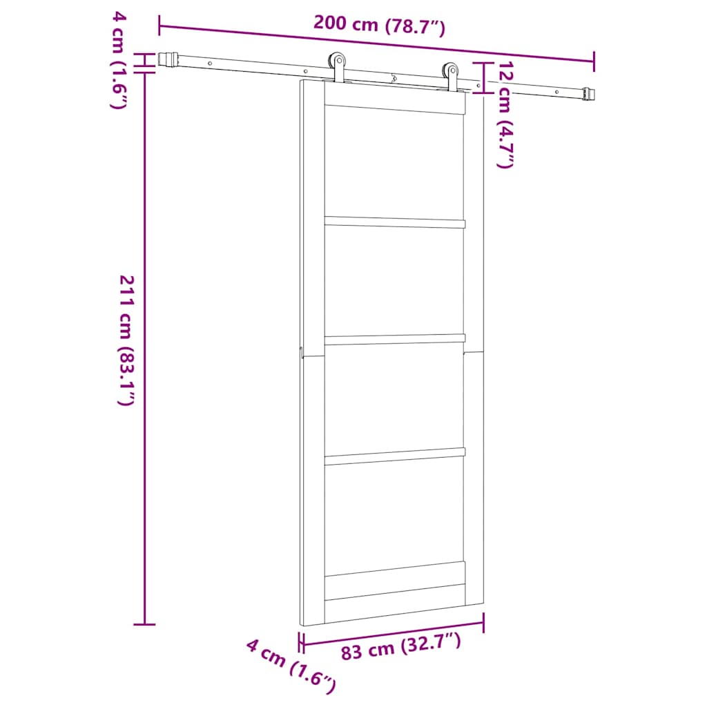 Sliding Door ORKDAL White 83 x 211 cm Solid Pine Wood and Glass
