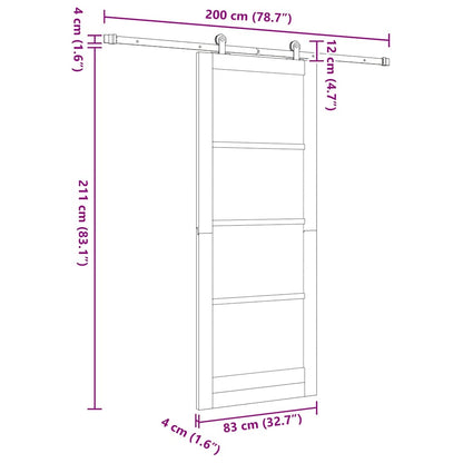 Sliding Door ORKDAL White 83 x 211 cm Solid Pine Wood and Glass