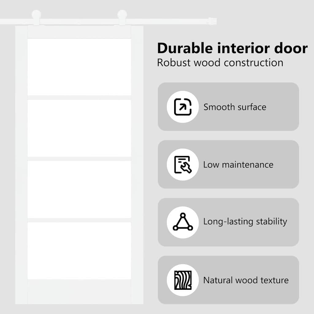Sliding Door ORKDAL White 93 x 202 cm Solid Pine Wood and Glass