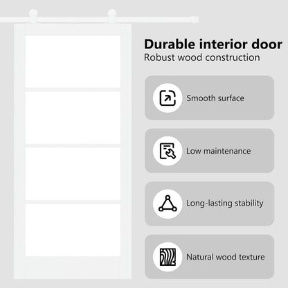 Sliding Door ORKDAL White 93 x 202 cm Solid Pine Wood and Glass