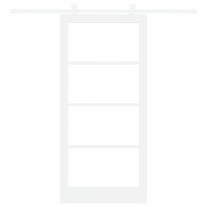 Sliding Door ORKDAL White 93 x 202 cm Solid Pine Wood and Glass