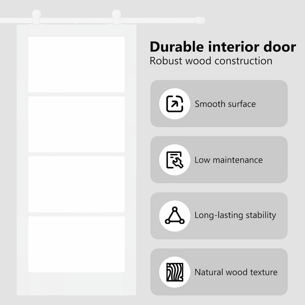 Sliding Door ORKDAL White 93 x 211 cm Solid Pine Wood and Glass