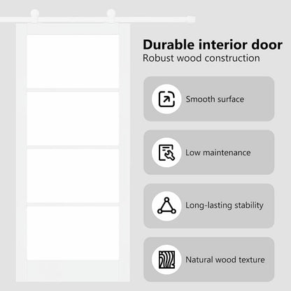 Sliding Door ORKDAL White 93 x 211 cm Solid Pine Wood and Glass
