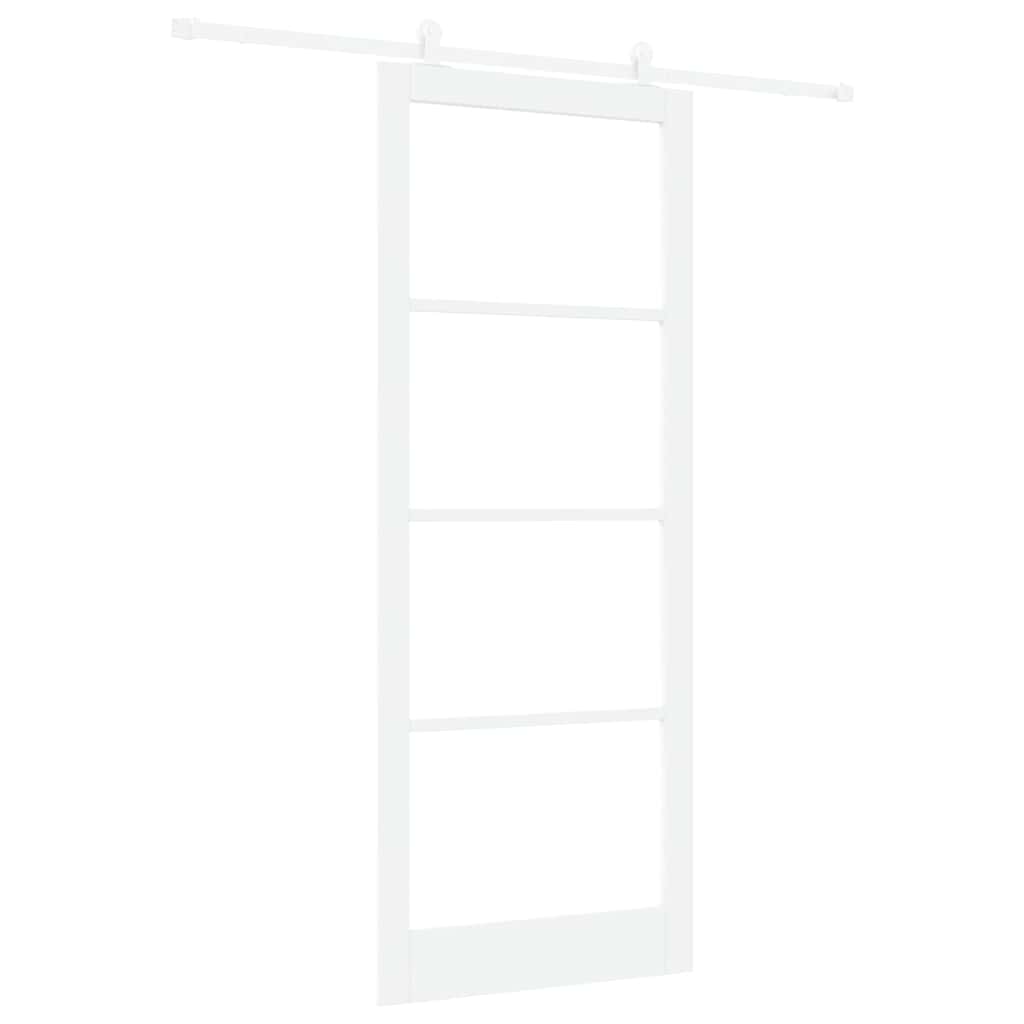 Sliding Door ORKDAL White 93 x 232 cm Solid Pine Wood and Glass