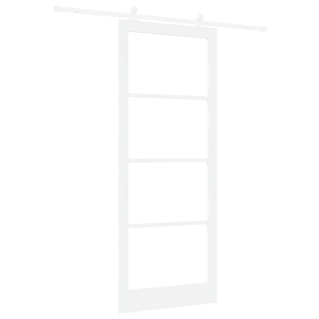 Sliding Door ORKDAL White 93 x 232 cm Solid Pine Wood and Glass