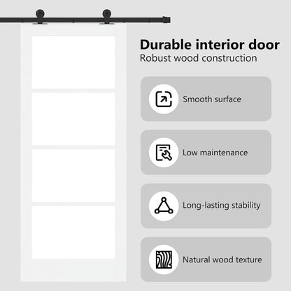 Sliding Door ORKDAL White 83 x 202 cm Solid Pine Wood and Glass