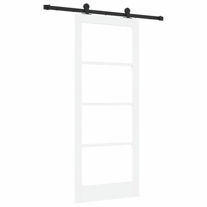 Sliding Door ORKDAL White 83 x 202 cm Solid Pine Wood and Glass