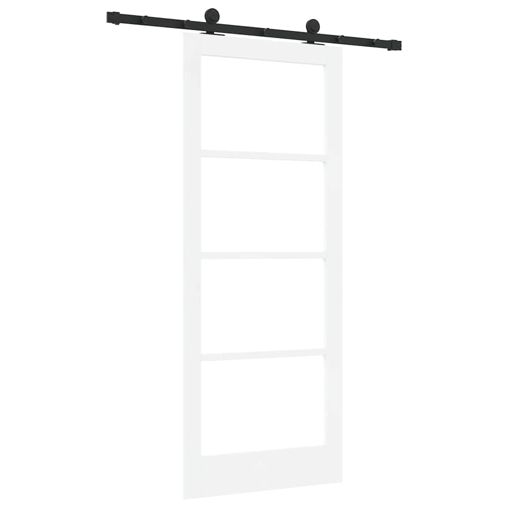 Sliding Door ORKDAL White 83 x 202 cm Solid Pine Wood and Glass