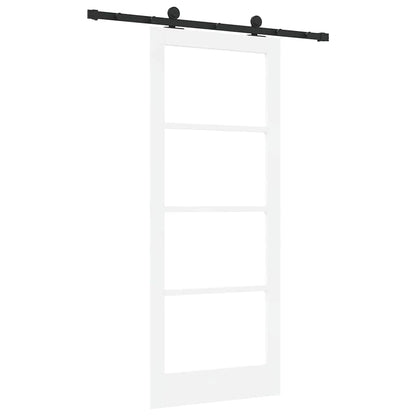 Sliding Door ORKDAL White 83 x 202 cm Solid Pine Wood and Glass