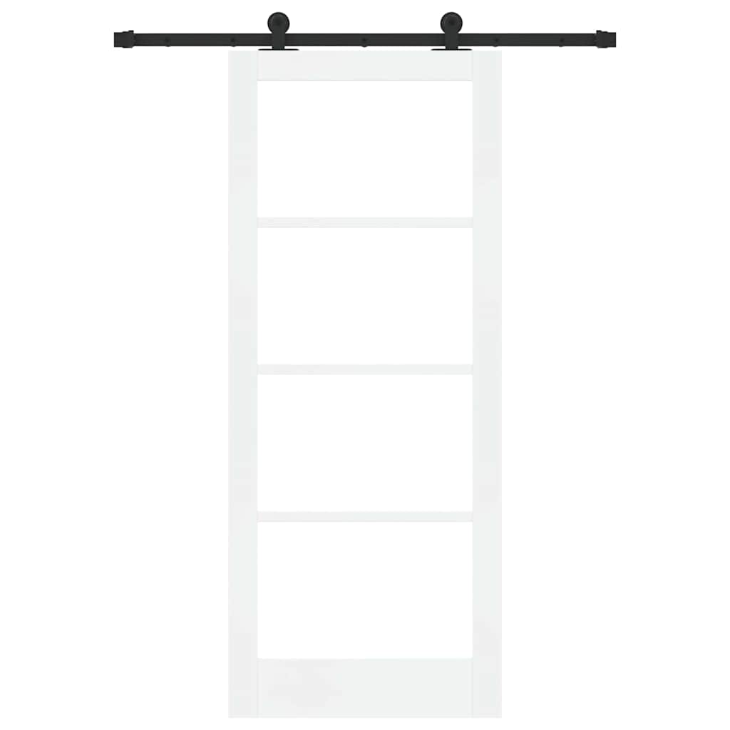 Sliding Door ORKDAL White 83 x 202 cm Solid Pine Wood and Glass