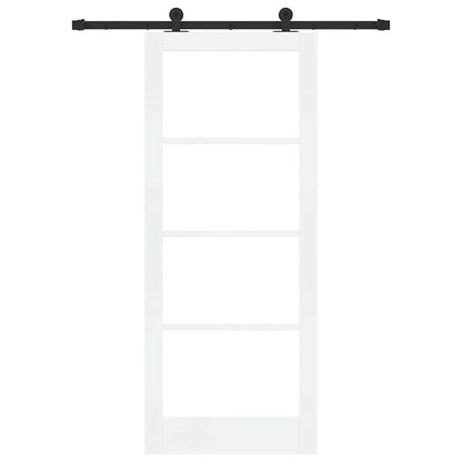 Sliding Door ORKDAL White 83 x 202 cm Solid Pine Wood and Glass