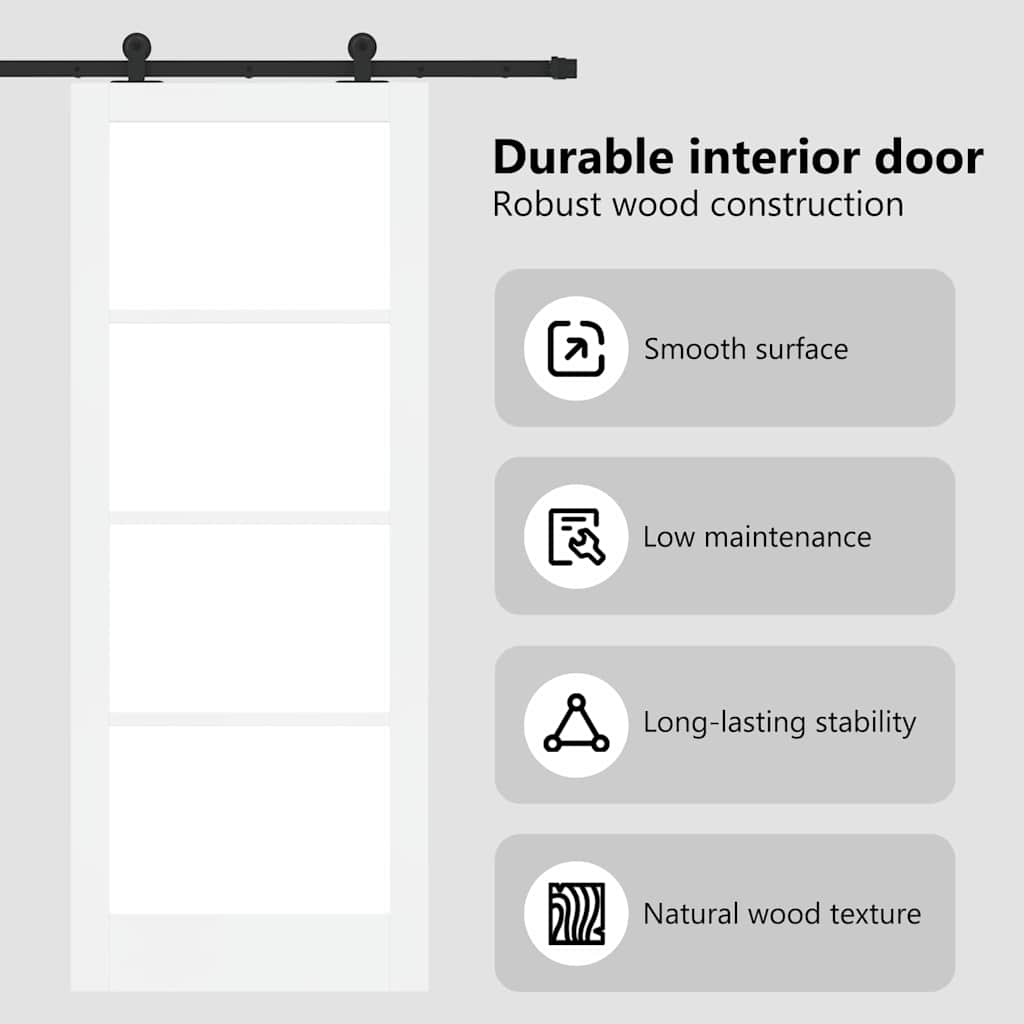 Sliding Door ORKDAL White 83 x 211 cm Solid Pine Wood and Glass