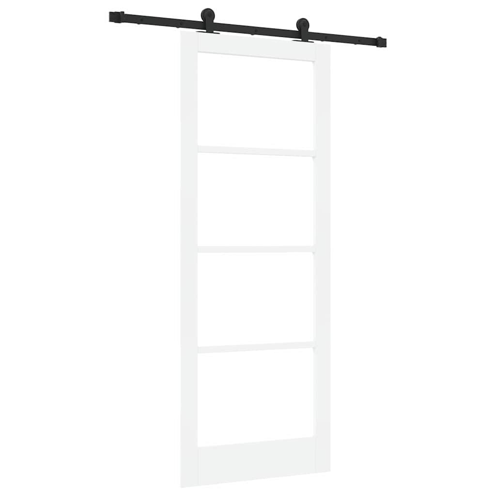 Sliding Door ORKDAL White 83 x 211 cm Solid Pine Wood and Glass