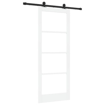 Sliding Door ORKDAL White 83 x 211 cm Solid Pine Wood and Glass
