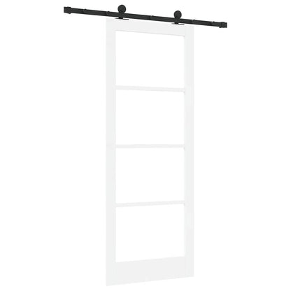 Sliding Door ORKDAL White 83 x 211 cm Solid Pine Wood and Glass
