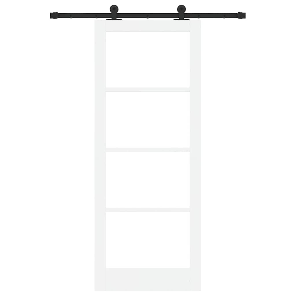 Sliding Door ORKDAL White 83 x 211 cm Solid Pine Wood and Glass