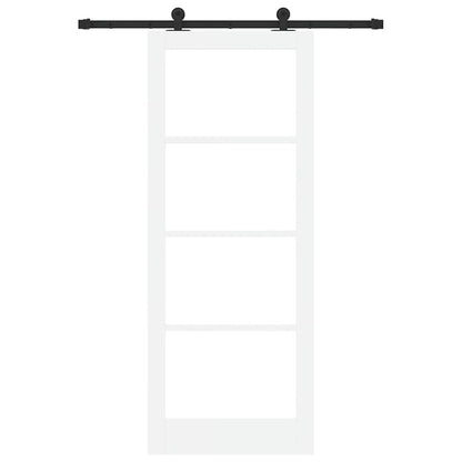 Sliding Door ORKDAL White 83 x 211 cm Solid Pine Wood and Glass