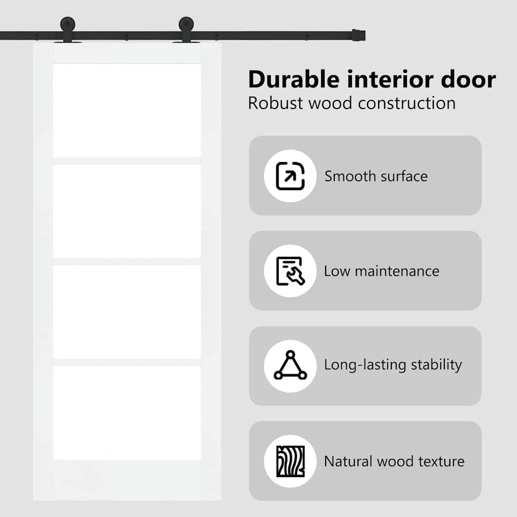 Sliding Door ORKDAL White 83 x 202 cm Solid Pine Wood and Glass