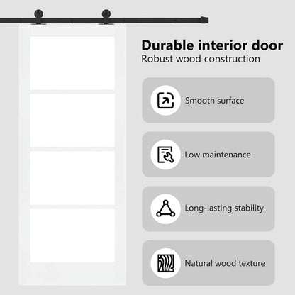 Sliding Door ORKDAL White 83 x 202 cm Solid Pine Wood and Glass