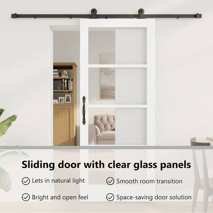 Sliding Door ORKDAL White 83 x 202 cm Solid Pine Wood and Glass