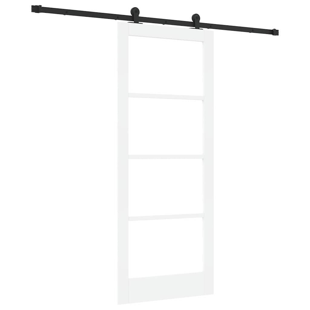 Sliding Door ORKDAL White 83 x 202 cm Solid Pine Wood and Glass