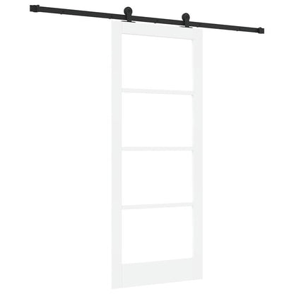 Sliding Door ORKDAL White 83 x 202 cm Solid Pine Wood and Glass