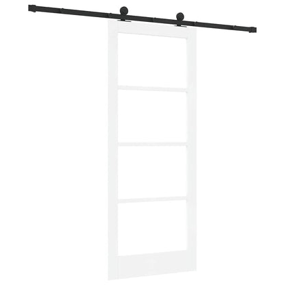Sliding Door ORKDAL White 83 x 202 cm Solid Pine Wood and Glass