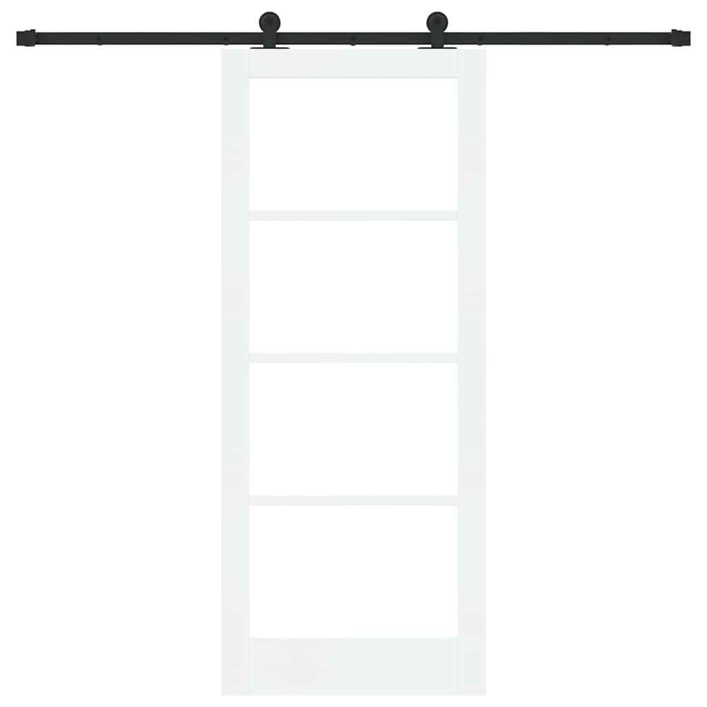 Sliding Door ORKDAL White 83 x 202 cm Solid Pine Wood and Glass