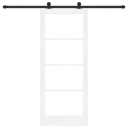 Sliding Door ORKDAL White 83 x 202 cm Solid Pine Wood and Glass