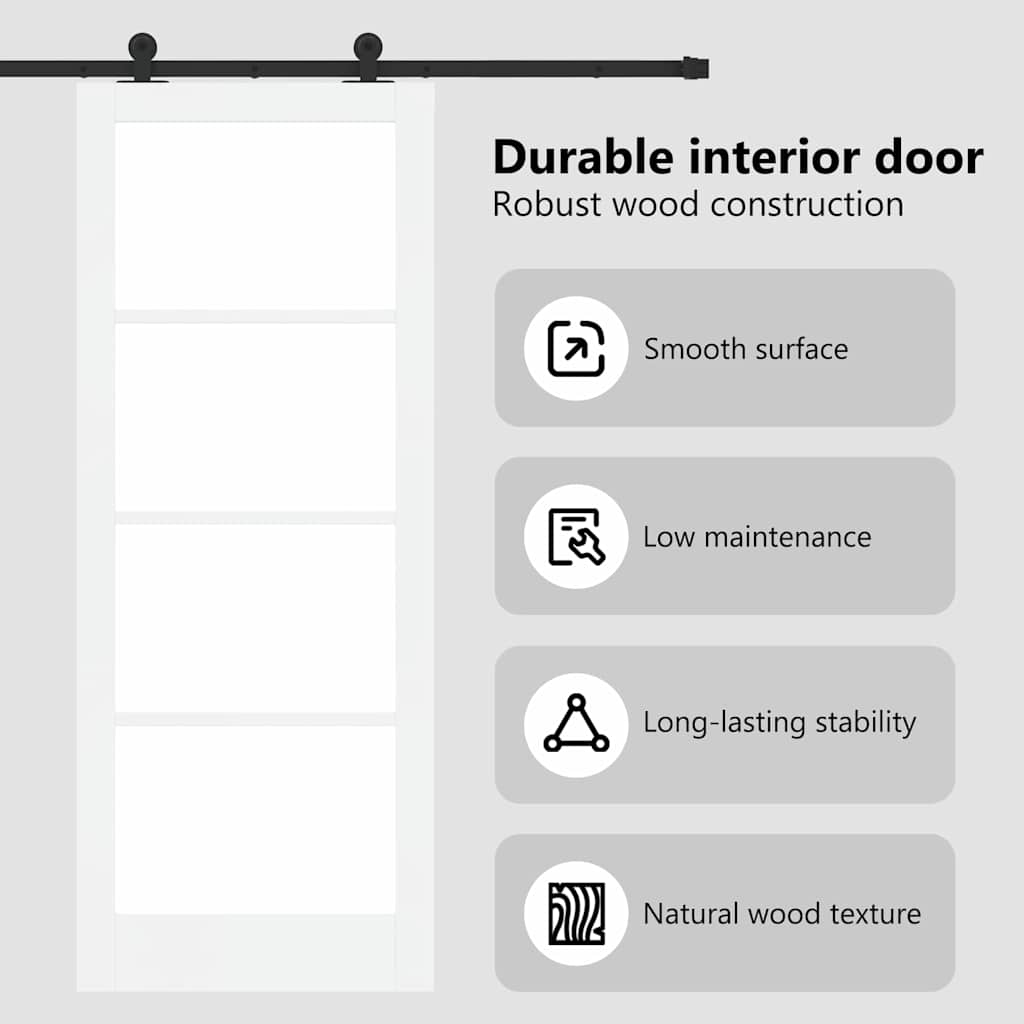 Sliding Door ORKDAL White 83 x 211 cm Solid Pine Wood and Glass