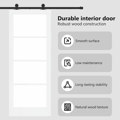 Sliding Door ORKDAL White 83 x 211 cm Solid Pine Wood and Glass