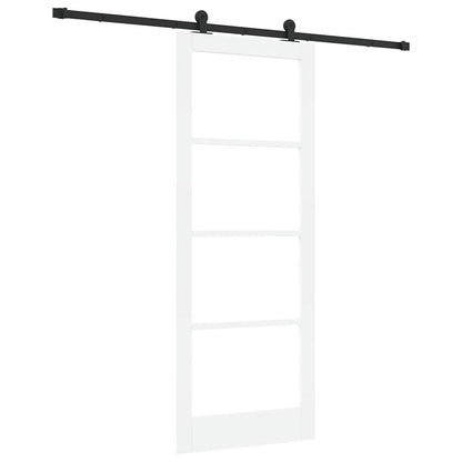Sliding Door ORKDAL White 83 x 211 cm Solid Pine Wood and Glass