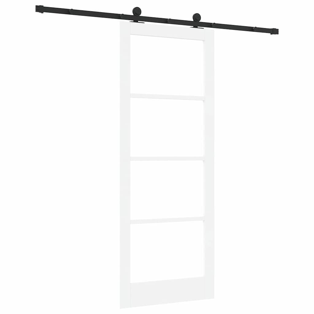 Sliding Door ORKDAL White 83 x 211 cm Solid Pine Wood and Glass
