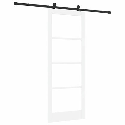 Sliding Door ORKDAL White 83 x 211 cm Solid Pine Wood and Glass