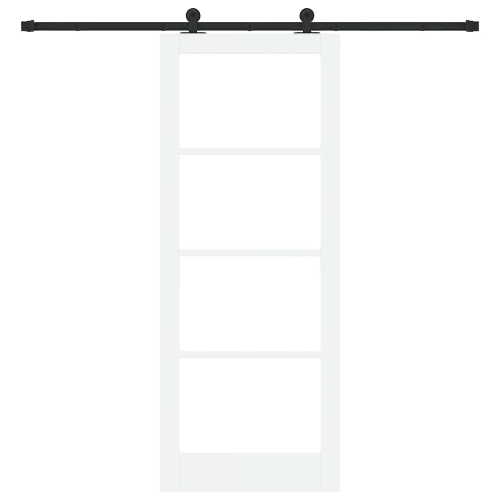 Sliding Door ORKDAL White 83 x 211 cm Solid Pine Wood and Glass