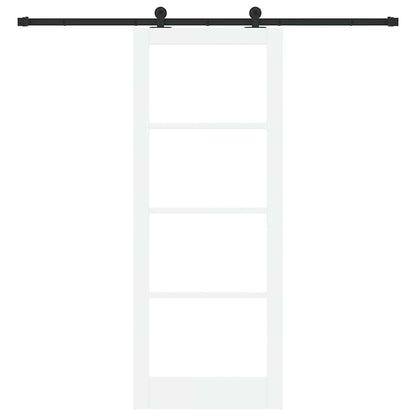 Sliding Door ORKDAL White 83 x 211 cm Solid Pine Wood and Glass