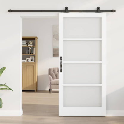 Sliding Door ORKDAL White 93 x 202 cm Solid Pine Wood and Glass