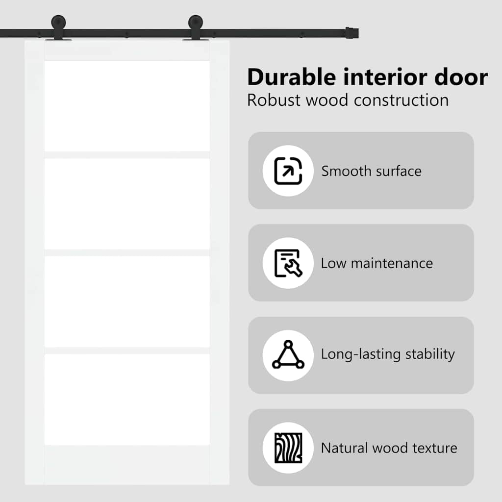 Sliding Door ORKDAL White 93 x 202 cm Solid Pine Wood and Glass