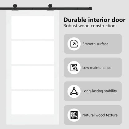 Sliding Door ORKDAL White 93 x 202 cm Solid Pine Wood and Glass