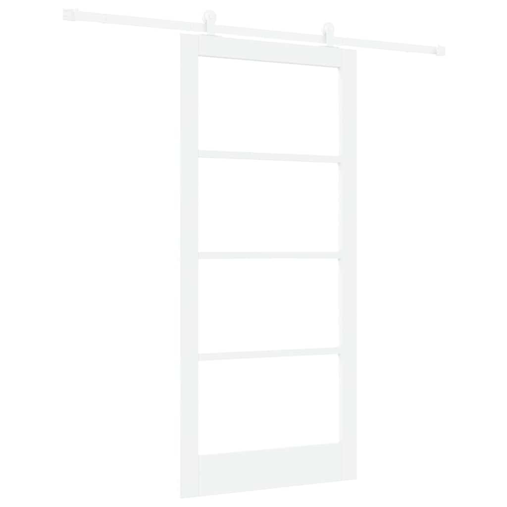 Sliding Door ORKDAL White 93 x 202 cm Solid Pine Wood and Glass