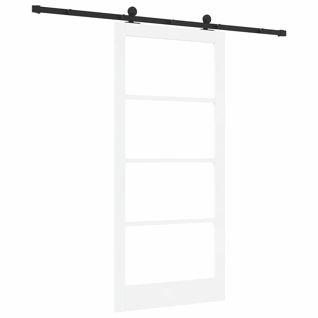 Sliding Door ORKDAL White 93 x 202 cm Solid Pine Wood and Glass