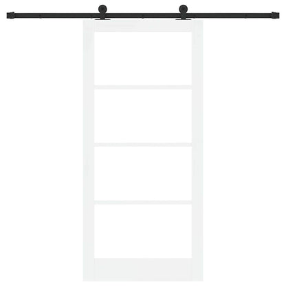 Sliding Door ORKDAL White 93 x 202 cm Solid Pine Wood and Glass