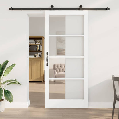 Sliding Door ORKDAL White 93 x 211 cm Solid Pine Wood and Glass