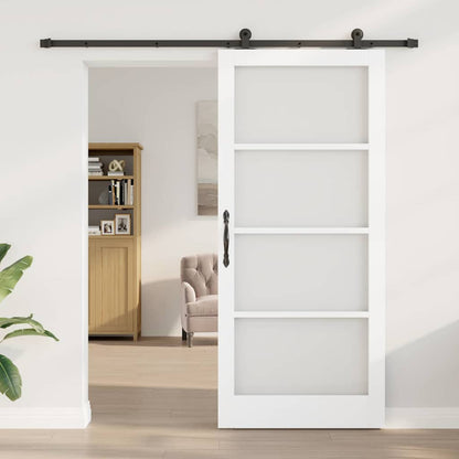 Sliding Door ORKDAL White 93 x 211 cm Solid Pine Wood and Glass
