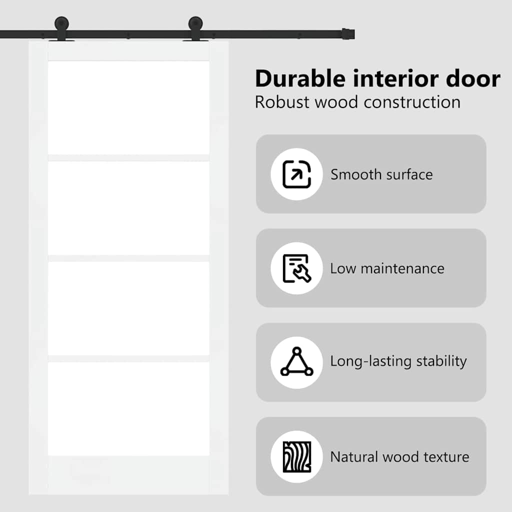 Sliding Door ORKDAL White 93 x 211 cm Solid Pine Wood and Glass