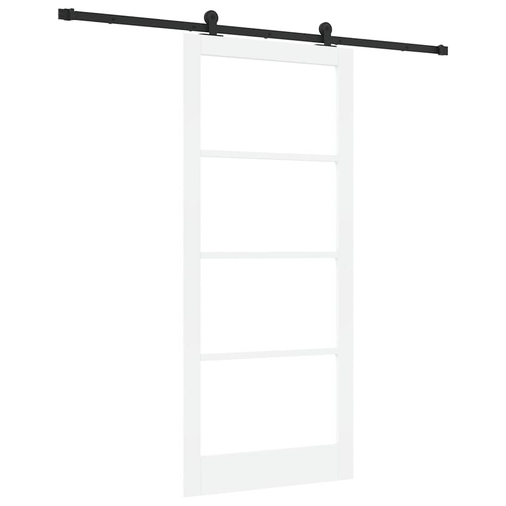 Sliding Door ORKDAL White 93 x 211 cm Solid Pine Wood and Glass