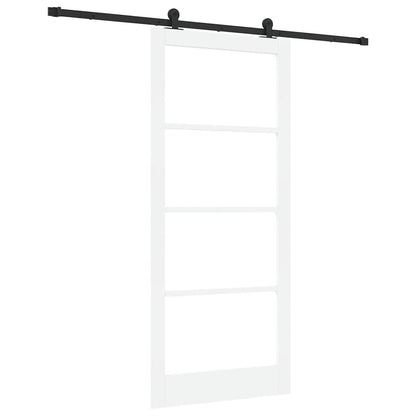 Sliding Door ORKDAL White 93 x 211 cm Solid Pine Wood and Glass