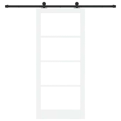Sliding Door ORKDAL White 93 x 211 cm Solid Pine Wood and Glass