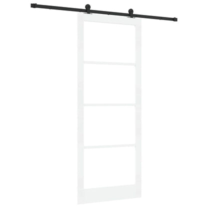 Sliding Door ORKDAL White 93 x 232 cm Solid Pine Wood and Glass